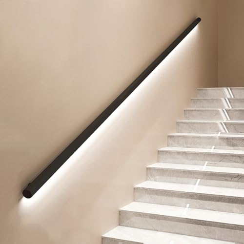 Rampe d'escalier en fer forgé avec garde-corps robuste et supports muraux inclus - 7