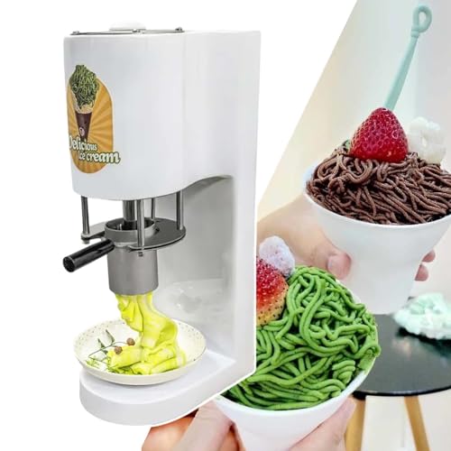 HCAUYNN 80-W-Tisch-Spaghetti-Eismaschine, 4 Verschiedene Nudelformen Und Edelstahltrichter, FüR DessertläDen/Haushalt/Lebensmittel LKW