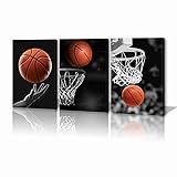 KAWAHONE 3 Stück schwarze und weiße Sport-Leinwand-Kunst, 