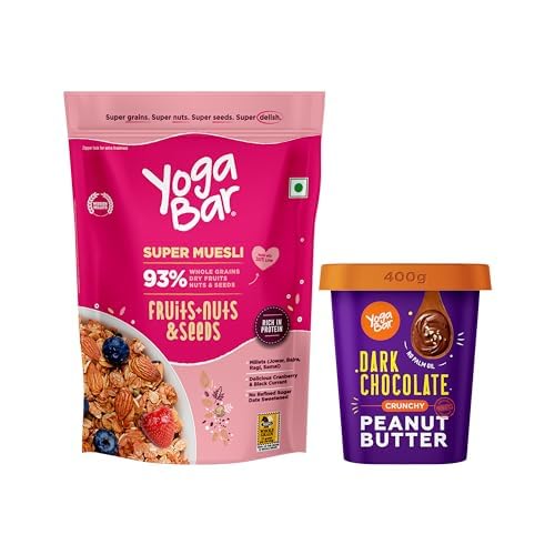 Yogabar Dark Chocolate Peanut Butter And Muesli Combo|Dark Chocolate Peanut Butter|Fruits N Nuts Muesli,800 Grams (B08MWGQ5QK) Amazon Price History, Amazon Price Tracker