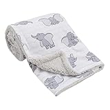 Disney Dumbo White and Grey Super Soft Baby Blanket with Sherpa Back
