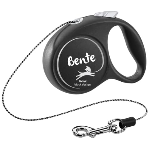 Personalizzabile guinzaglio retrattile Design Nero/Argento XS 3 m – con sistema di blocco & freno – per cani fino a 8 kg – personalizzato con nome – Petslino