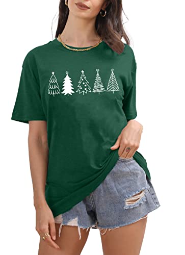 Pechar Christmas Tree Shirts For Women Christmas Tshirts Xmas Short Sleeve Graphic Tees Casual Holiday Shirt Tops thumb #2