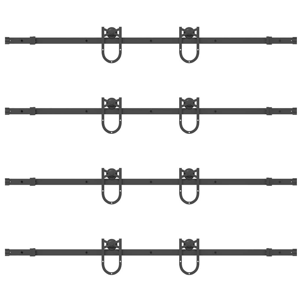 Kit de rieles para puertas correderas Bypass 366 cm acero negro para