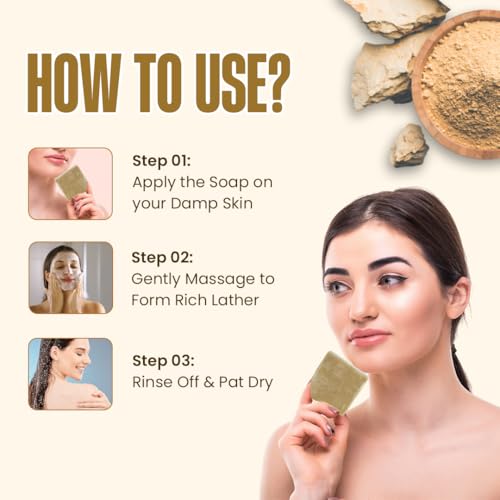 Image of Shatras Handmade Face Ubtan Herbal Daily Bath Soap with Multani Mitti | Gentle Exfoliation for Glowing Skin | Helps Reduce Pimples and Scars | Soothes Skin Irritations | Natural Soap for Clear Skin (Pack of 3)