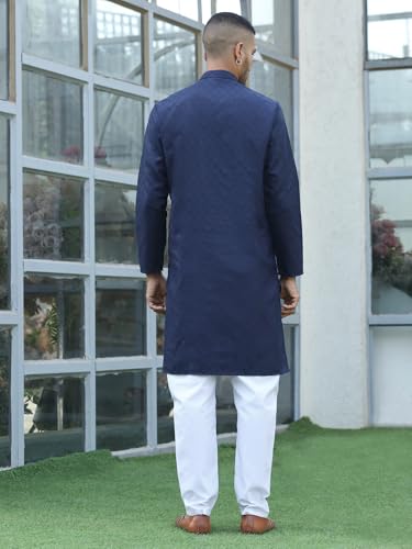 Image of KRAFT INDIA Men's Cotton Kurta Pyjama Set | Woven Design Traditional Ethnic Wear | Festive, Wedding & Casual Outfit | Comfortable & Breathable Fabric