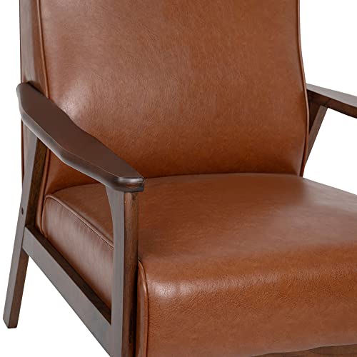 Flash Furniture Langston Commercial Mid Century Modern Chair - Cognac LeatherSoft Upholstery - Walnut Finish Wooden Frame and Arms - Extra Supportive Sinuous Springs - Image 9