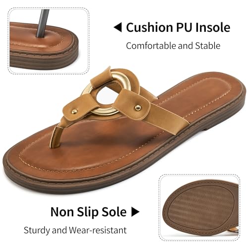 Ablanczoom Flats Sandals for Women Comfortable: Summer Beach Womens Flip Flops Dressy Vacation Slip On Thong Sandal Slides Shoes3