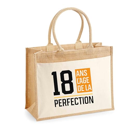 Sac cabas en jute avec poche le cadeau idéal pour ses 18 ans