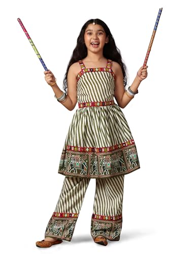 Image of Fashion Dream Girls Cotton Blend Printed Crop Top and Dhoti Set |Kids Ethnic Set |Suit for girls