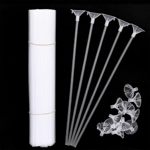 Chedin 20 Pcs Balloon Sticks - Lightweight & Durable Ideal for Birthday Parties Weddings and Commercial Events (20 Transparent Plastic 12.6)