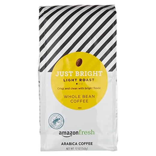 Amazon Fresh, Just Bright Whole Bean Coffee, Light Roast, 12 Oz