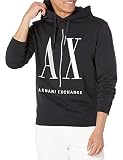 armani jersey gardens Con capucha Armani Exchange Hoodie, Maxi Print Logo on Front Sudadera, Azul Marino, XS para Hombre