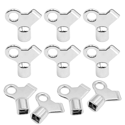 10Pcs Radiator Bleeding Air Valve Key Bleed Hole Keys for Home Radiator Hot Water Flush Plumbing Tool Replacement Silver