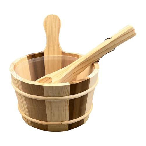 Wood Sauna Bucket and Ladle Sauna Accessories SPA Steaming, Bathroom Tool for Sauna Room