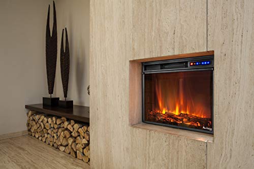 E-Flame Usa Breckenridge 25"X20" Led Electric Fireplace Stove Insert With Remote - 3D Logs And Fire (Black) #TOP7