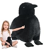 Realistic Crow Plush Design: caratteristiche a detailed raven inspired appearance with expressive shape and stitching that adds character and charm making it suitable as a decorative plush or collectible display piece