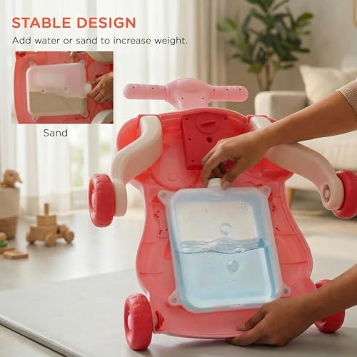 Image of Baybee Lilo Baby Walker for Kids, Baby Push Walker with Music, Rotating Gears & Grip Handle | Activity Kids Walker for Baby Toddlers | Walkers for 0 to 2 Years Boy Girl (Pink)