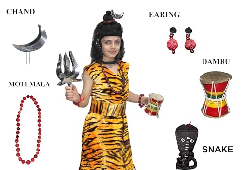 Image of Kaku Fancy Dresses Shiv Jewellery for Boy| Lord Shiv Costume Accessories with Damru for Kids | Shivji Fancy Dress Jewellery for Shivleela Play & Stage Shows