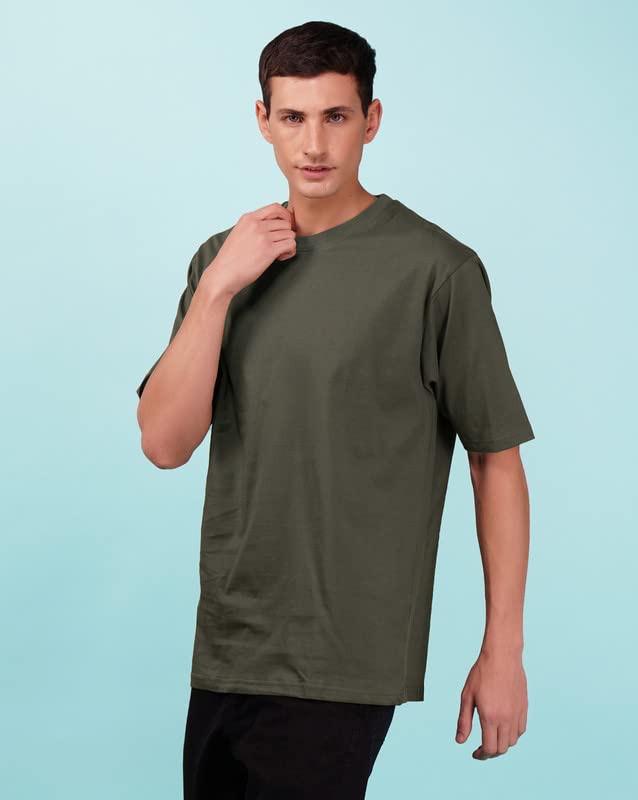 Image of Nusyl Men Solid Oversized t-Shirt - NUMCOTSH0001