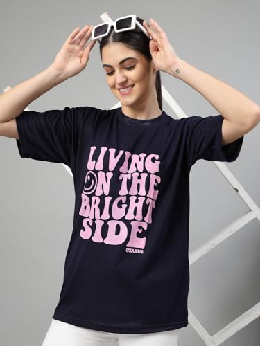 Image of UZARUS Women Printed Round Neck Oversized Combo T-Shirt | Loose Fit Drop Shoulder T-Shirt Pack of 3