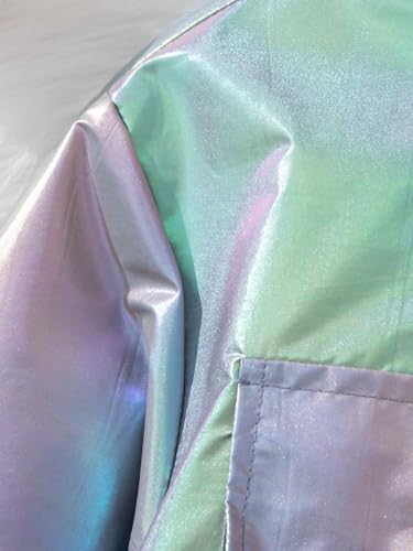 Image of WDIRARA Girl's 2 Piece Holographic Outfit Flap Pocket Zip Up Jacket and Elastic Waist Pants Set