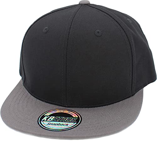 Image of KBETHOS Classic Snapback Hat Blank Cap Underbrim Cotton Wool Blend Flat Visor Adjustable Unisex