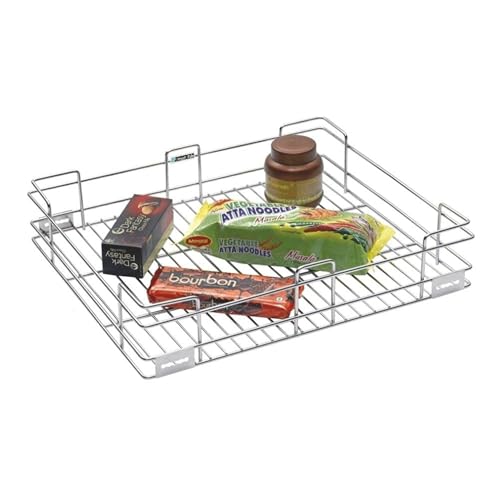 Image of SmartSlide Stainless Steel Basket (17 x 22 x 4 Inch Plain Basket) for Modular Kitchen /Cutlery Tray for Kitchen Drawer /Plate Basket /Kitchen Rack /Utensil Holder for Kitchen