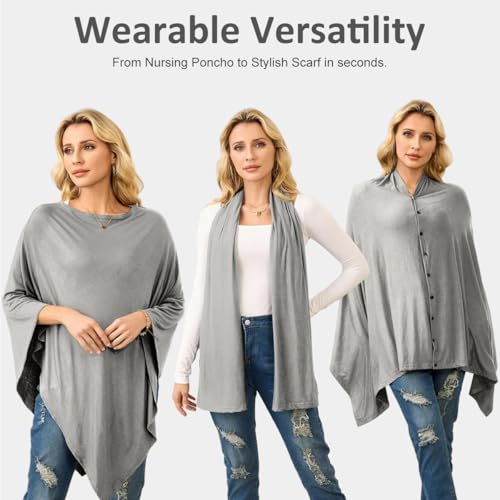 Image of SNOWIE SOFT Feeding Covers for Nursing Mom with Side Button Closure, 360Full Coverage, Soft Stretchy Feeding Shawl Breastfeeding Mother for Discreet Nursing, 75x170cm