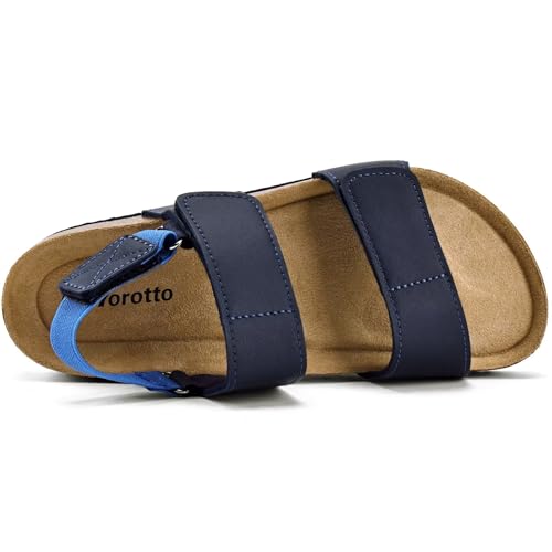 Image of Torotto Girls Boys Sandals with Cork Footbed Adjustable Straps Summer Glitter Slides Sandals Open Toes Flat for Kids Toddler
