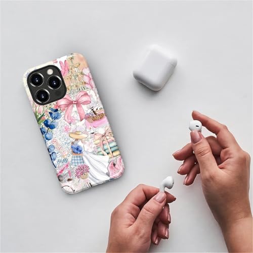 DAIZAG Case for iPhone 15 Pro Max,Mixed 2 Layer Design Shockproof Soft TPU Ddouble Protection Phone Case for iPhone 15 Pro Max-Magazine Books Flower Bow Collage - image 5