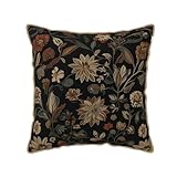 Txymbiocia Black Boho Vintage Flowers Velvet Pillow Covers 18x18 Inch Retro Art Brown Floral Throw Pillows for Couch Cushion Covers Pillowcase Farmhouse Bohemian Pillow Cases for Sofa Bed Bedroom