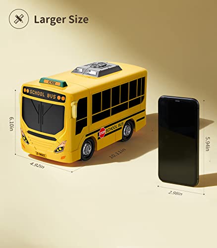 Geyiie School Bus Toys, Bus Toys With Sounds And Lights, Push Pull Toy Transforming Cars, Steering Wheel Driving Toys For Preschool Pretend Play Car Toys Party Gifts For Toddler Boys Girls 3-5 #TOP7