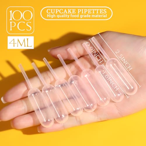 Image of Teenitor Plastic Pipettes Squeeze Dropper Disposable 4ml 100pcs Mini Flavor Injector for Chocolate Strawberries Ice Cream Mini Cakes