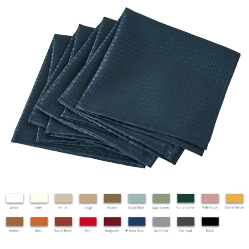 Image of maxmill Cloth Napkins Weaved Texture Pattern Soft Comfortable and Luxury Serviette for Restaurant Family Dinners Weddings Parties and Banquets Set of 4 Pieces, 20 x 20 Inch Navy Blue