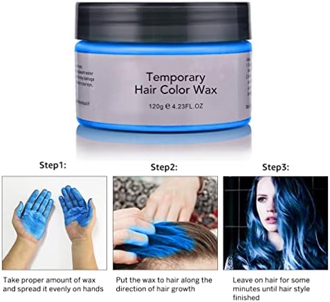Hair Colour Wax, 120g Temporary Coloured Hair Paint Wax, Easy Washable Colour Change Hair Dye for Kids,Women,Men(Blue)