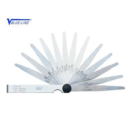 Feeler Gauge, 21 Blades 0,10-0,50 mm/.004-.020" 100 mm, with lock-nut