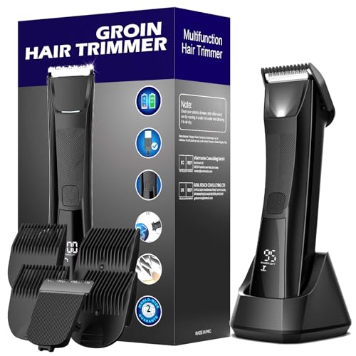 Body Hair Trimmer for Men Pubic Hair Trimmer, Waterproof Cordless Ball Groin Trimme Men with Ceramic