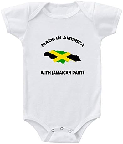 Baby Bodysuit Made in America with Jamaican Parts Funny Boy & Girl Clothes White