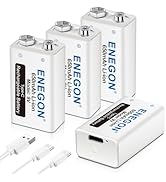 Amazon | ENEGON 9V 充電式 電池（650mAh 4個）＋2in1 Type-C 充電