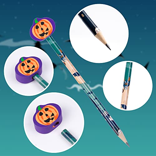 Kolewo4ever 50 lápices de Halloween con borrador miniatura 4