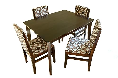 Image of Solid Sheesham Wood 4 Seater Dining with Chair,Dining Table Sets, Dining Room Sets,Wooden Dining Table 4 Seater with upolystory Back Rest Chair | Dining Table 4 Seater