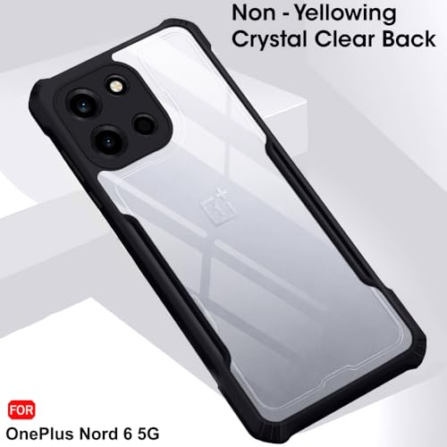 Image of TheGiftKart Shockproof Crystal Clear Back Cover Case for OnePlus Nord 6 5G | 360 Degree Protection | Protective Design | Transparent Back Cover Case for OnePlus Nord 6 5G (PC & TPU, Black Bumper)