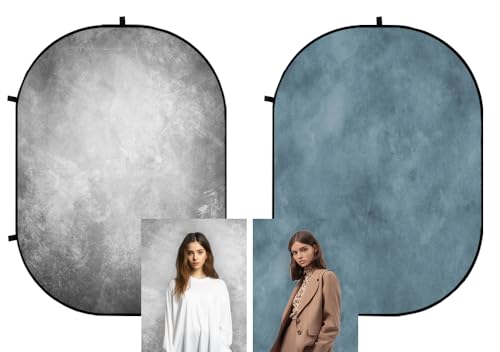 Kate 150x200cm Gris/Azul Fondo Plegable Fondo de fotografía Telón de Fondo Plegable Fondo Abstracto Fondos Plegables para Youtube, Video, película, Estuche portátil Incluido