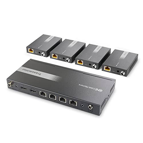 Cable Matters 1x4 4K HDMI Extender Splitter, Supports 164ft for 4K@60Hz or 196ft for 4K@30Hz, Wall Mount 1-In-4-Out HDMI Over Ethernet Splitter, Local Monitor Loop-Out