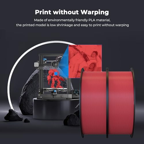 Image of Creality PLA Filament 1.75mm Bundle 2KG, High Precision + /-0.02mm 3D Printer Filament, Consistent Extrusion, Smooth Printing, 2 Pack 1KG Spool,Fits for Most FDM 3D Printers(Red*2)