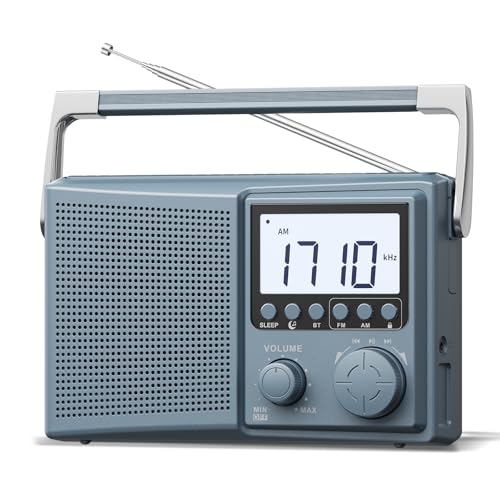 LEOTEC AM FM Radio with Bluetooth,Portable Radio Strong Reception,Plug in Wall,Battery Operated,10 White Noise Sounds,Digital Sleep Timer,Headphone Jack,Volume Control,Easy to Use,Gifts for Seniors