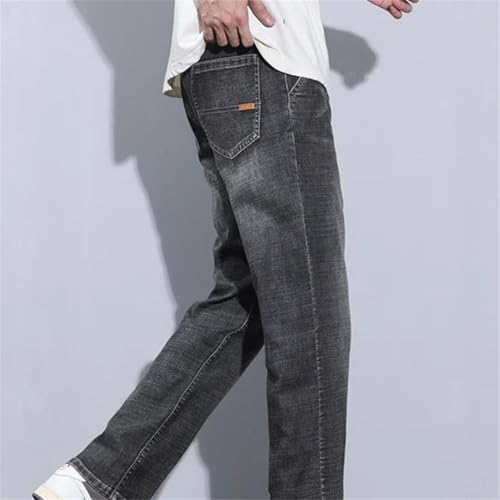 Men's Casual Straight Jeans Retro Style Loose Fit Korean Look Denim Trousers with Slight Stretch3