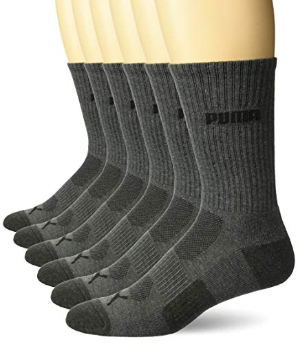 Puma Men's 6 Pack Crew Socks, Dark Gray, 10-13