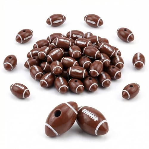 100 Pack Acrylic Football Beads Large Hole Sports Spacer Beads for Jewelry Making 0.75 x 0.47 Rugby Ball Beads with 0.10 Hole for Bracelets Necklaces Earrings & DIY Crafts